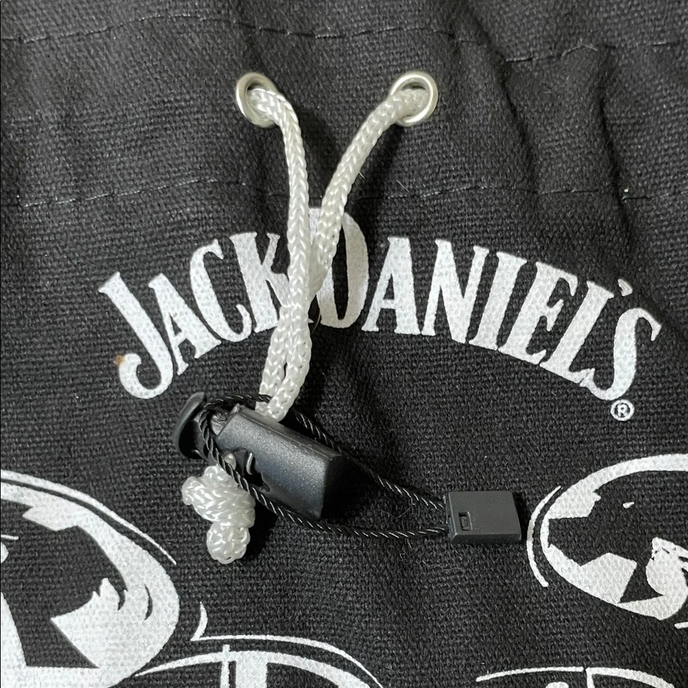 Jack Daniels Black Drawstring Bottle Bag with Drum Graphic